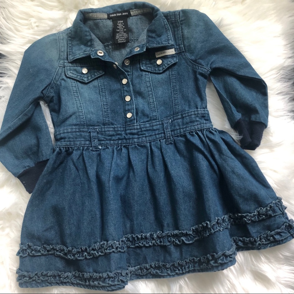 🌼Calvin Kline Baby Denim Long Sleeves Dress🌼